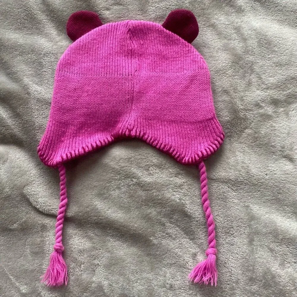 Knitted Pig Hat With Tassels